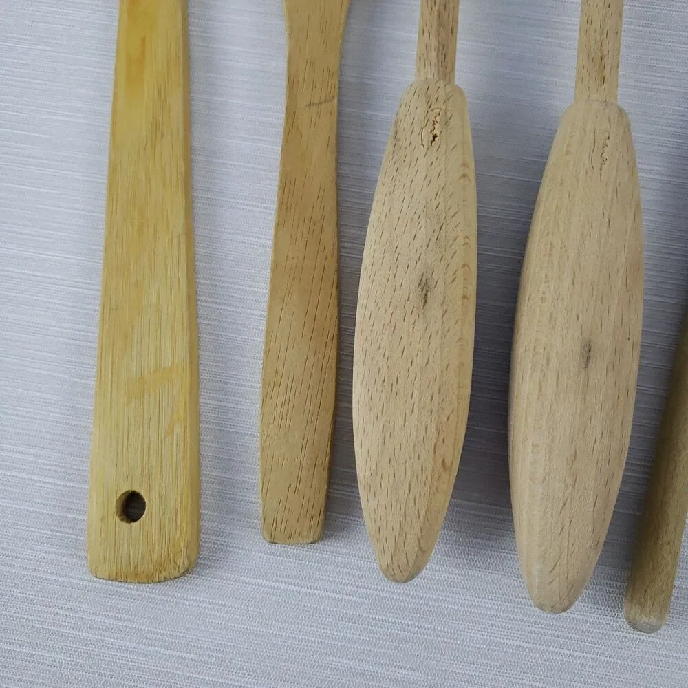 Wood Cooking Utensils Spoon Fork Chopper Spatula 5 Pcs Lot